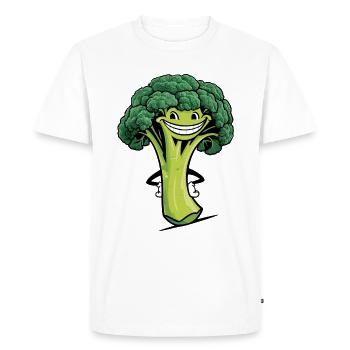 Vegan Lover - Brocoli rieur - T-shirt Premium bio Homme - blanc - Devant - Nico (187cm)