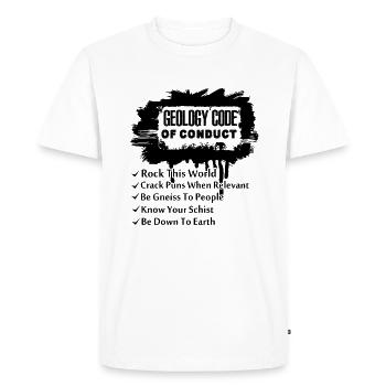 Geologist Geology Code of Conduct Rock This World - Men's Premium Organic T-Shirt - white - Front - Nico (187cm)