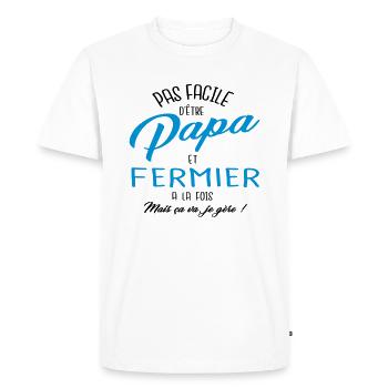 Papa et fermier - T-shirt Premium bio Homme - blanc - Devant - Nico (187cm)