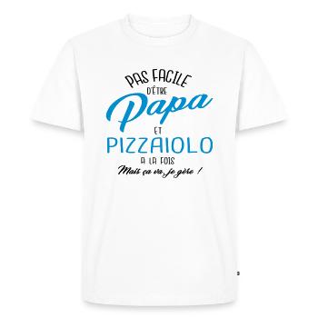 Papa et pizzaiolo - T-shirt Premium bio Homme - blanc - Devant - Nico (187cm)