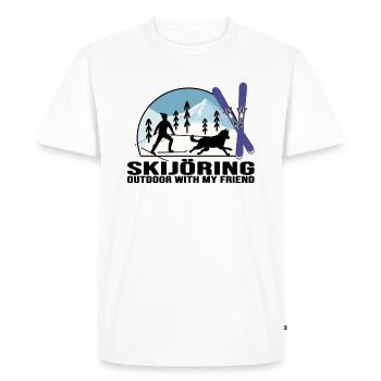 skijöring skiing with dog train dog dog skier - Men's Premium Organic T-Shirt - white - Front - Nico (187cm)