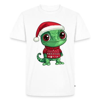 Bande dessinée de Noël caméléon - T-shirt Premium bio Homme - blanc - Devant - Nico (187cm)