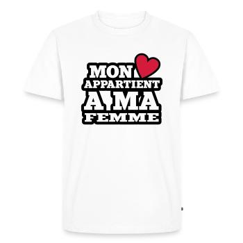 mon coeur appartient à ma femme - T-shirt Premium bio Homme - blanc - Devant - Nico (187cm)