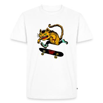 Flippin' Skatepunk Cat - Yes Sk8 No H8 - Men's Premium Organic T-Shirt - white - Front - Nico (187cm)