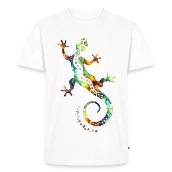 GECKO abstraite colorée - T-shirt Premium bio Homme - blanc - Devant - Nico (187cm)
