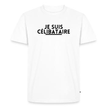 je suis célibataire. t shirt pour célibataire - T-shirt Premium bio Homme - blanc - Devant - Nico (187cm)
