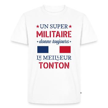 Super tonton Militaire Cadeau Fete Des Peres - T-shirt Premium bio Homme - blanc - Devant - Nico (187cm)