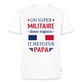 Super Papa Militaire Cadeau Fete Des Peres - T-shirt Premium bio Homme - blanc - Devant - Nico (187cm)