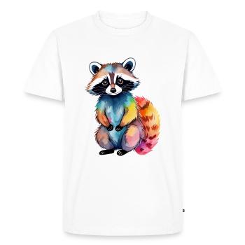 Illustration aquarelle de raton laveur - T-shirt Premium bio Homme - blanc - Devant - Nico (187cm)