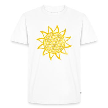 Soleil - fleur de vie - T-shirt Premium bio Homme - blanc - Devant - Nico (187cm)