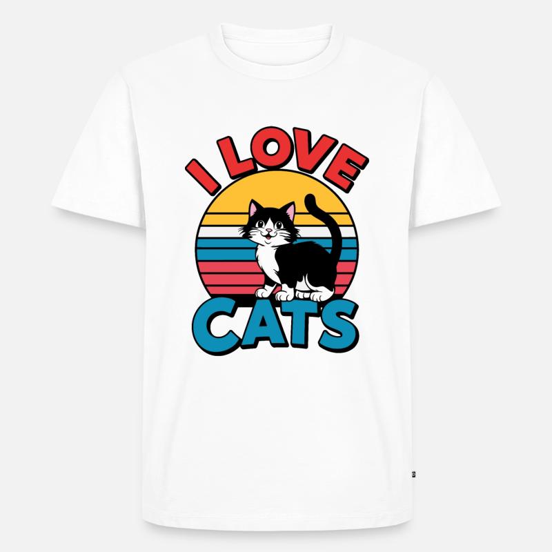 Ich liebe Katzen - Männer Premium Bio T-Shirt - Weiß