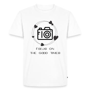 photography , Focus on the good times. - T-shirt Premium bio Homme - blanc - Devant - Nico (187cm)