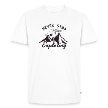Explore, Voyage, Voyage - T-shirt Premium bio Homme - blanc - Devant - Nico (187cm)