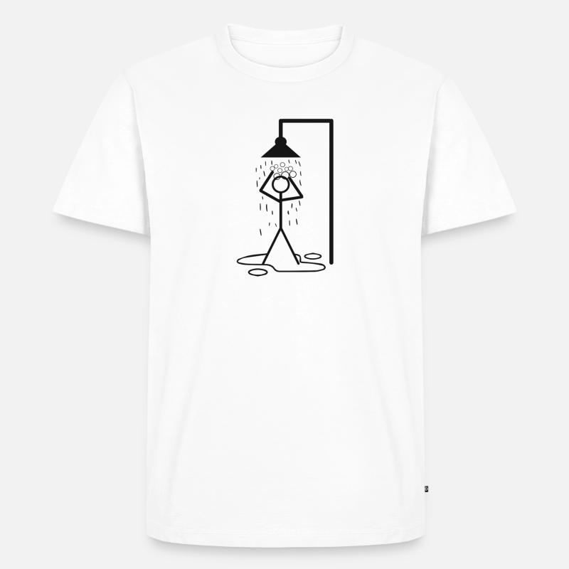 Dusche Strichmännchen - Männer Premium Bio T-Shirt - Weiß