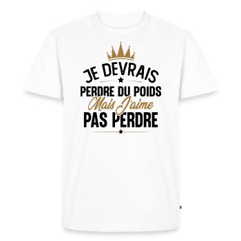 Je devrais perdre du poids mais j'aime pas perdre - T-shirt Premium bio Homme - blanc - Devant - Nico (187cm)