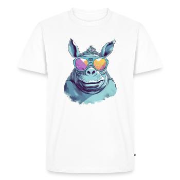 Rina la rhinocéros - T-shirt Premium bio Homme - blanc - Devant - Nico (187cm)
