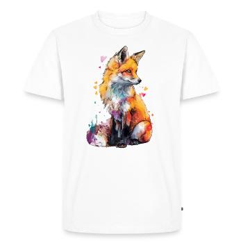Renard curieux en aquarelle - T-shirt Premium bio Homme - blanc - Devant - Nico (187cm)