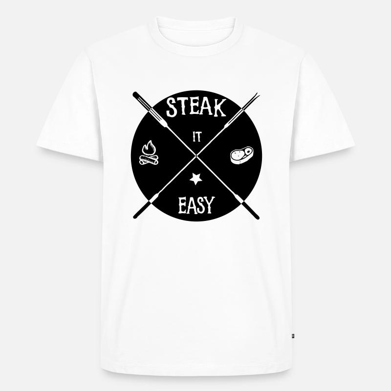steak it easy_solid - Männer Premium Bio T-Shirt - Weiß
