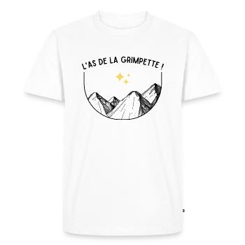 CADEAU RANDONNEE HUMOUR MONTAGNE GRIMPETTE - T-shirt Premium bio Homme - blanc - Devant - Nico (187cm)