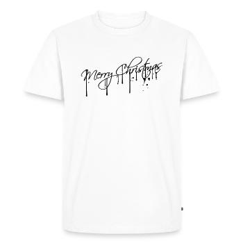 graffiti gouttes spray timbre joyeux noël blanc - T-shirt Premium bio Homme - blanc - Devant - Nico (187cm)