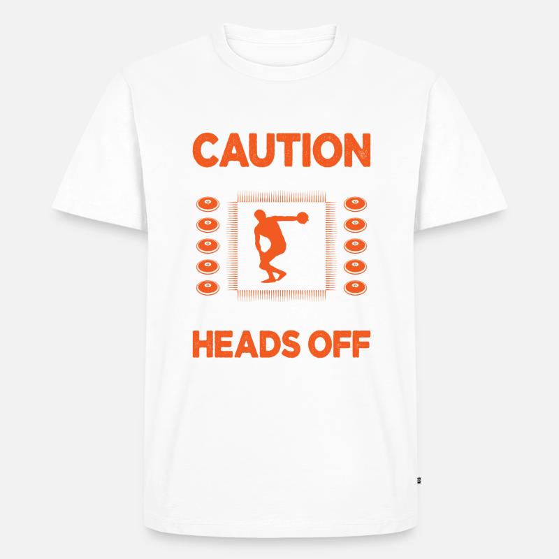 Caution Throwing AreaDiskus werfen - Männer Premium Bio T-Shirt - undefined