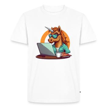 Unicorn CEO - Magical Design for Executives - Men's Premium Organic T-Shirt - white - Front - Nico (187cm)