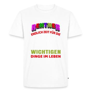 Retraité, pension, début de la retraite, boire du café - T-shirt Premium bio Homme - blanc - Devant - Nico (187cm)