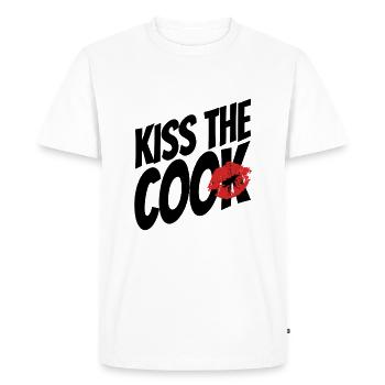 Embrasser le cuisinier - coq - jeu de mots - dire - T-shirt Premium bio Homme - blanc - Devant - Nico (187cm)
