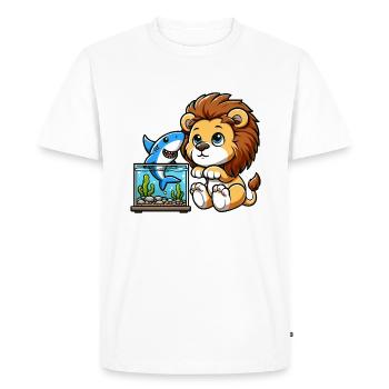 Lion in the Aquarium: Fish & Shark - Men's Premium Organic T-Shirt - white - Front - Nico (187cm)