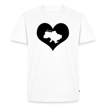Coeur noir Ukraine carte - T-shirt Premium bio Homme - blanc - Devant - Nico (187cm)