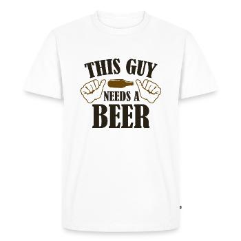 Ce gars a besoin d’une bière - T-shirt Premium bio Homme - blanc - Devant - Nico (187cm)
