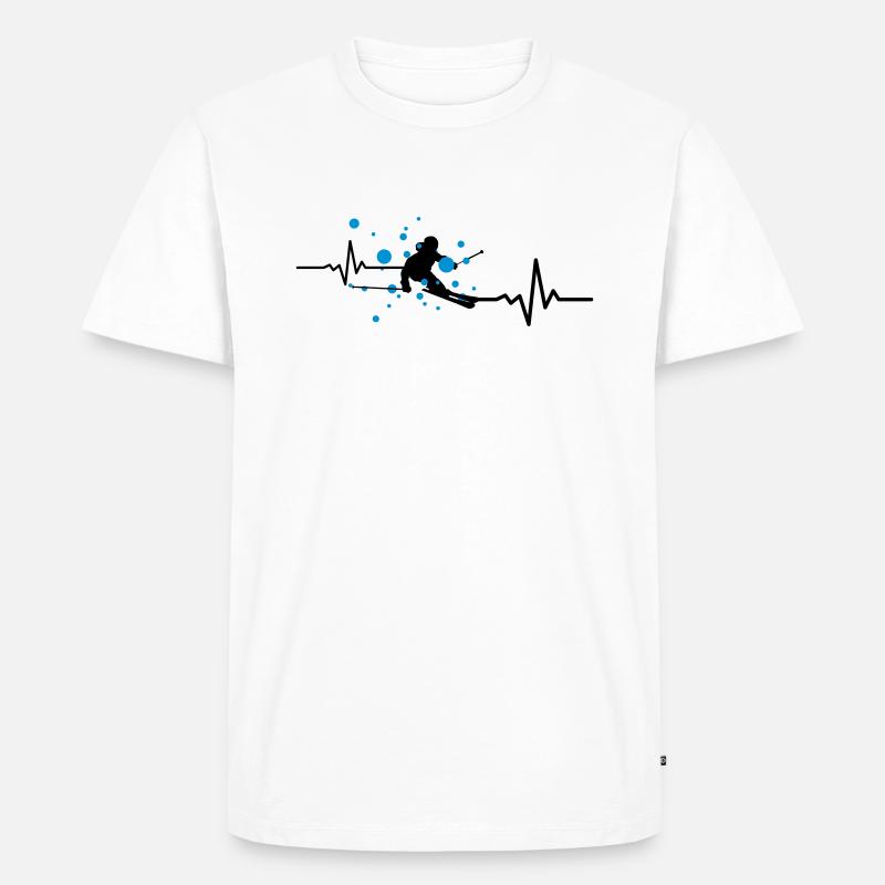 Winter - Skifahrer Puls - Männer Premium Bio T-Shirt - Weiß