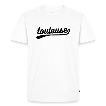 Toulouse. t-shirt toulouse - T-shirt Premium bio Homme - blanc - Devant - Nico (187cm)