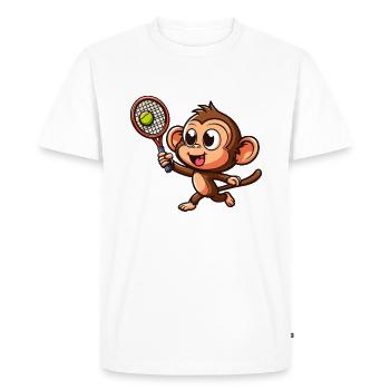 Singes dans le duel de tennis et de badminton - Funplus - T-shirt Premium bio Homme - blanc - Devant - Nico (187cm)