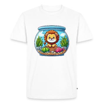 Lion dans l’aquarium : poissons sous-marins - T-shirt Premium bio Homme - blanc - Devant - Nico (187cm)