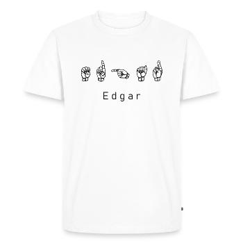 Edgar (name ) with sign language DGS ASL - Men's Premium Organic T-Shirt - white - Front - Nico (187cm)