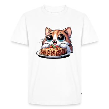 Chat aimant les lasagnes - T-shirt Premium bio Homme - blanc - Devant - Nico (187cm)