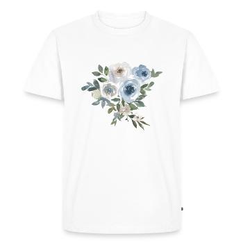 Fleurs Rose Aquarelle Aquarelle - T-shirt Premium bio Homme - blanc - Devant - Nico (187cm)
