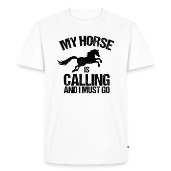 Cheval à cheval - T-shirt Premium bio Homme - blanc - Devant - Nico (187cm)