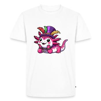 Mardi Gras Axolotl : Joie du Carnaval - T-shirt Premium bio Homme - blanc - Devant - Nico (187cm)