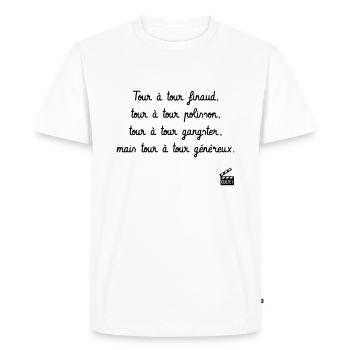 Tour à tour finaud. C'est arrivé près de chez vous - T-shirt Premium bio Homme - blanc - Devant - Nico (187cm)
