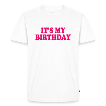 It's my birthday - T-shirt Premium bio Homme - blanc - Devant - Nico (187cm)