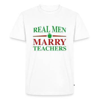 De vrais hommes épousent des professeurs - T-shirt Premium bio Homme - blanc - Devant - Nico (187cm)