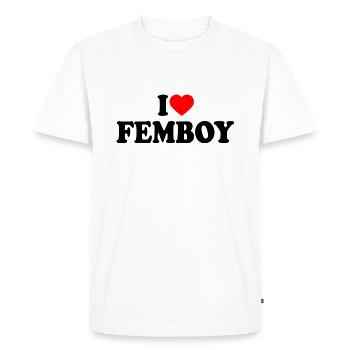 I love femboy - T-shirt Premium bio Homme - blanc - Devant - Nico (187cm)