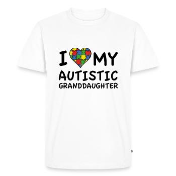 J’aime ma petite-fille autiste - T-shirt Premium bio Homme - blanc - Devant - Nico (187cm)