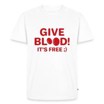 Give Blood It's Free - Men's Premium Organic T-Shirt - white - Front - Nico (187cm)