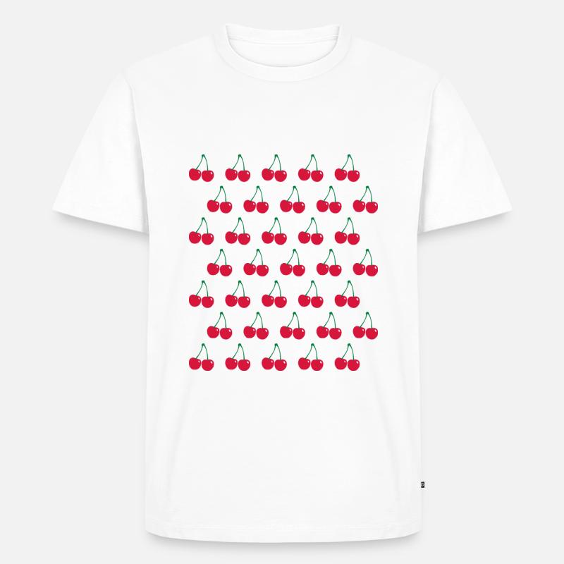 Kirschen Muster - Männer Premium Bio T-Shirt - Weiß