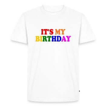 It's my birthday - T-shirt Premium bio Homme - blanc - Devant - Nico (187cm)