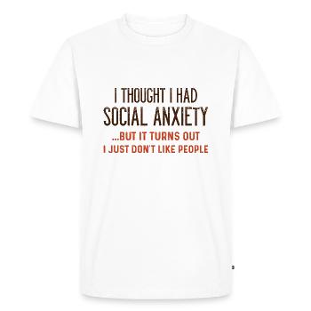 Anxiété sociale - T-shirt Premium bio Homme - blanc - Devant - Nico (187cm)