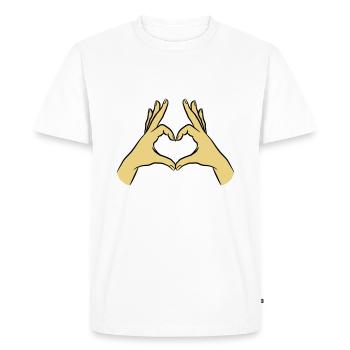 Mains Coeur Amour Espoir Compassion Affection - T-shirt Premium bio Homme - blanc - Devant - Nico (187cm)